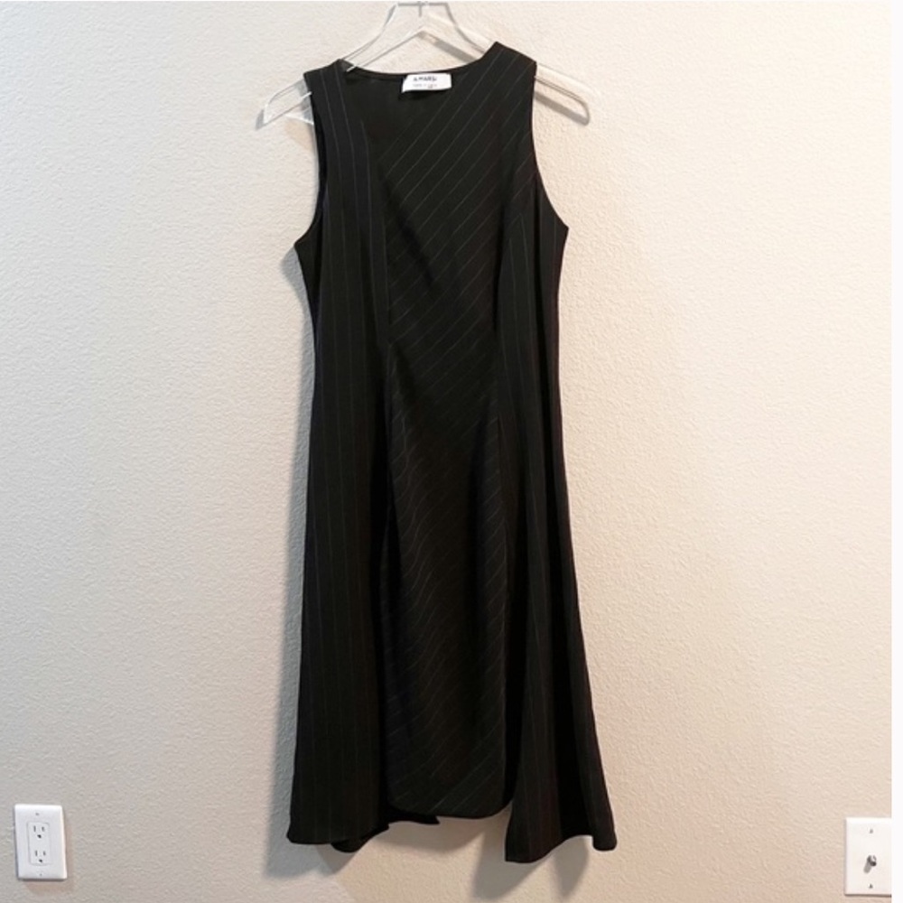 NWT Women’s A.Marsi Tunica Donna Sz 46 Black & White Pinstripe Dress